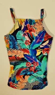 Hapari Women's Floral Swim Tankini Top Tropical Multi Color Size Small (4-6) Y3