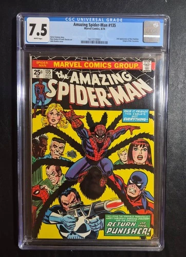 AMAZING SPIDER-MAN #135-CGC 7.5- 2nd APP PUNISHER/ORIGIN TARANTULA- WHITE PAGES
