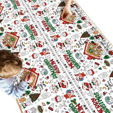 OHOME Christmas Coloring Tablecloth for Kids Crafts and Holiday Decor, 54" x 88