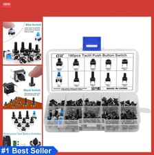 180Pcs Tactile Push Button Switch Assortment Kit 6x6mm 10 Values Momentary for