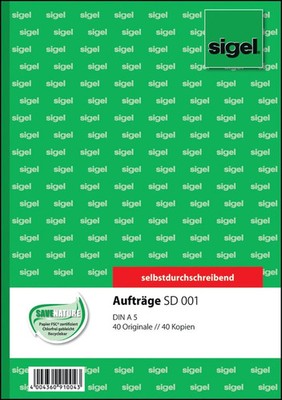 2 bis 60x sigel Formularbuch ''Auftrag'', A5, 2 x 40 Blatt, SD - SPARE BIS ZU 47%