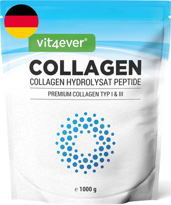 Vit4Ever Collagen Pulver 1000 G (1 Kg) - 100% Bioaktives Kollagen Hydrolysat Pep