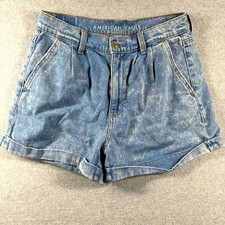 American Eagle Mom Short High Rise Acid Wash Denim Size 6 Pleated Front