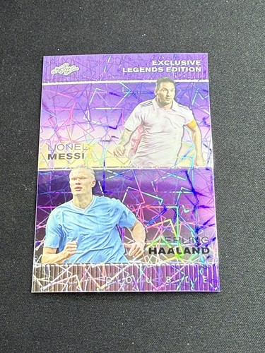 Lionel Messi / Erling Haaland 2023 Leaf Metal Dual Purple /15 RC