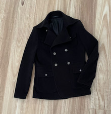 Biblos Jacket Mens Coat Black Double Breasted Size 48 Uomo Collar Winter Sleeve