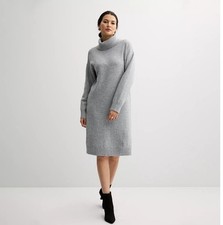 Nine West Turtleneck Pullover Sweater Dress Grey Size S Career Night Out NWT $59