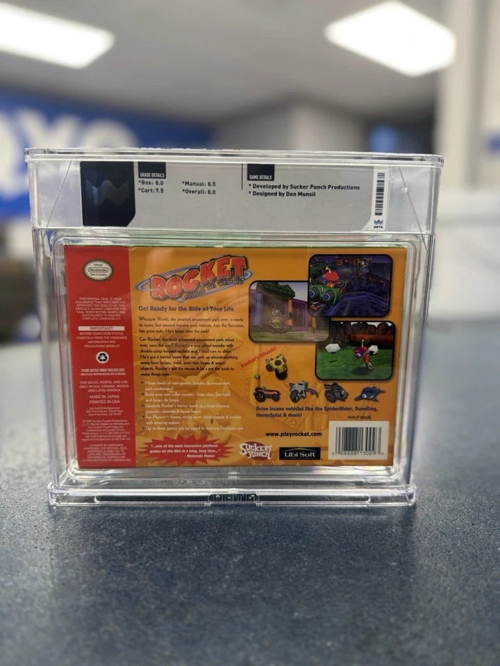 Rocket: Robot On Wheels (N64, 1999) CIB Complete In Box WATA Graded 8.0 - Image 2 of 2