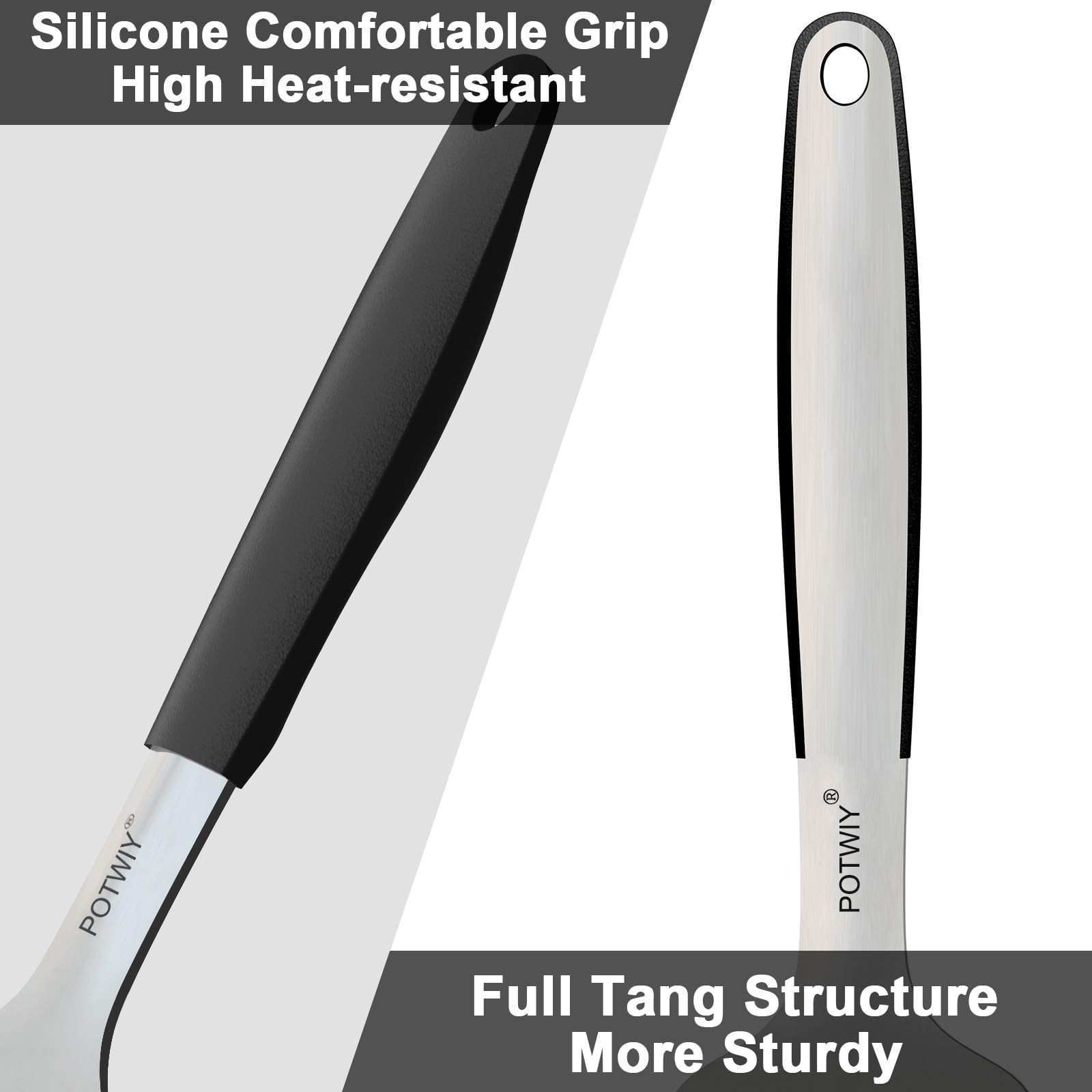 Stainless Steel Wide Spatula Set, Heavy Duty Large Metal Spatulas for Cast Ir...