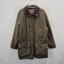 Barbour Vintage Derby Check Tweed Wool Country Green Jacket Coat Size C 40