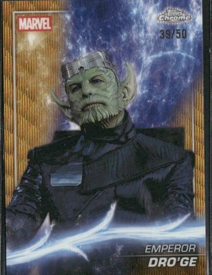 2025 Topps Chrome Marvel Studios #158 Emperor Dro ge Gold Wave Refractor