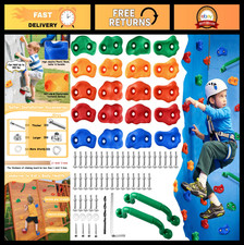 20 PCS Rock Climbing Holds Kit - Multi-Colored Grips with Handles Hardware for