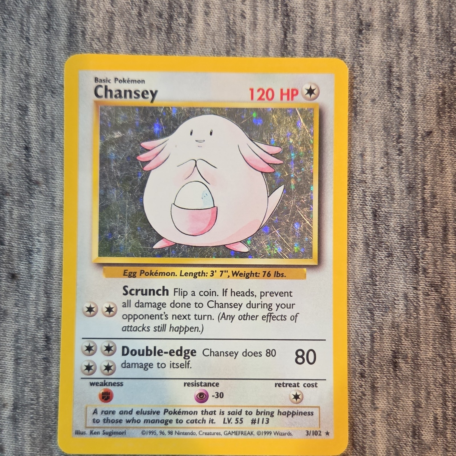 Pokemon TCG Chansey 003/102 Base Set Holo Rare 1999 Basic 120 HP EN