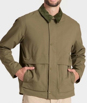Mens XL sz Field Jacket Snap & Zip Closure 5 Pockets OLIVE lined inner Storm col