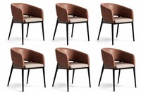 Set Aus 6 Modernen StüHlen Mit Leder Und Eleganten Metallbeinen
