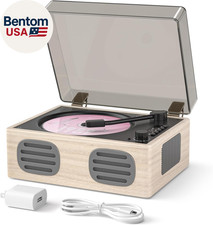 Portable Retro CD Player with Bluetooth Transmitter and Dual Hifi Speakers, LED