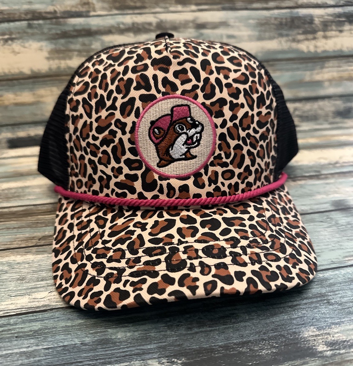 Leopard Print Baseball Cap with Pink Bow Accent - Women Val Leopard Active Ponyflo® Ponytail Cap – Ponyflo Ponytail Hats main image 4