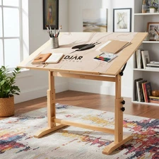 Adjustable Wooden Drawing Table 42x30 Craft Artist Drafting Desk for Painting