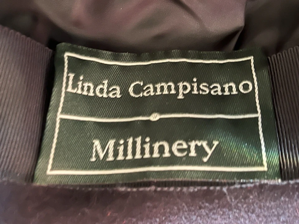 Encantador sombrero Linda Campisano vintage de principios de la década de 2000 azul marino oscuro usado en excelente estado Foto 4 de 4