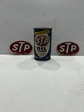 Vintage-1982-STP Engine Oil Treatment Additive 15oz Can- 2 Racing Decals-4.5"x3”