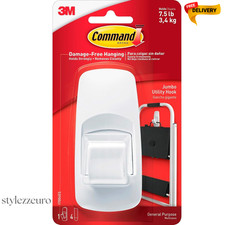 Command Jumbo Utility Hook White 3M Stretch 4 Adhesive Strip Damage Free Hanging 1.53 per strip