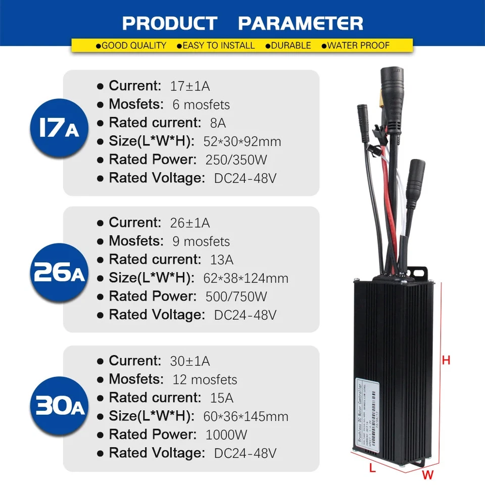 E-bike Sine Wave Waterproof Controller 17A 26A 30A with LCD Color S966 Display - Image 2 of 4