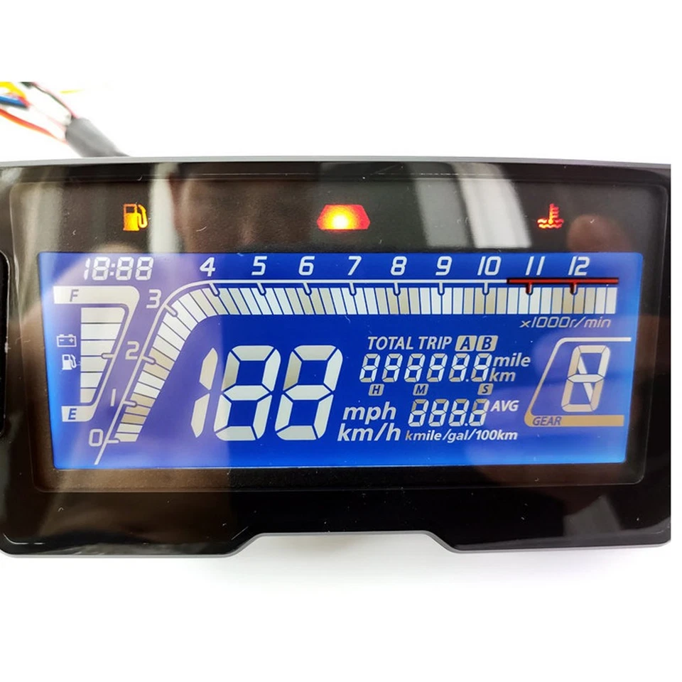 Motorcycle Speedometer Speed Fuel Gauge 12v LCD Digital Odometer - Image 2 of 4