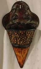 GUC Metal Wall Pocket-Cone Shaped-Colors  Amber & Distressed Multi-Brown-19.25"T