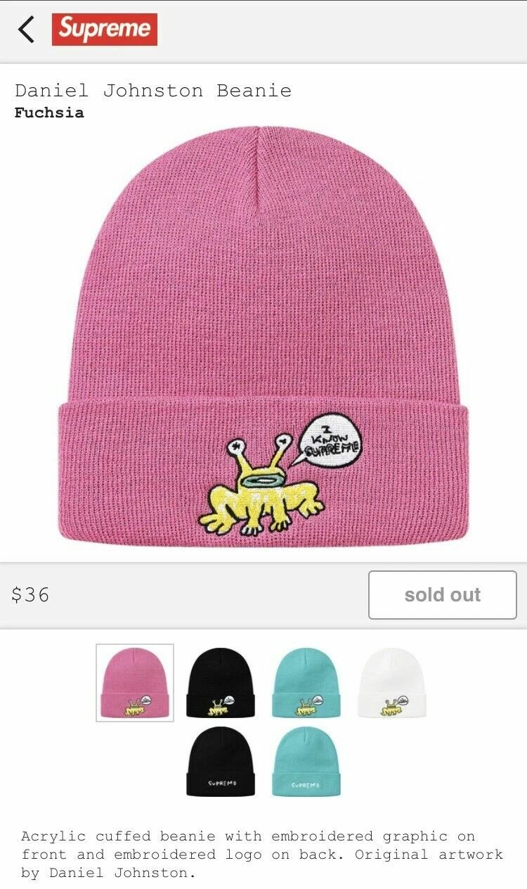 Bonnet Supreme Daniel Johnston. Couleur fuchsia. *COMMANDE CONFIRMÉE*