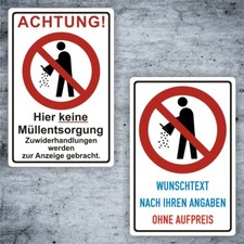 Verbotsschild M&uuml;llentsorgung M&uuml;ll verboten Schild, Wunschtext Individuell VP144