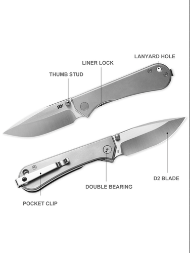 NUKNIVES Kumpanter Small Folding Pocket Knife S13 , Titanium sandblasted - Picture 2 of 8