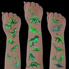 Glow In The Dark Temporary Dinosaur Tattoos Waterproof Stickers for Boys Girls