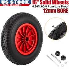 16" Flat Free Universal  Solid Wheelbarrow Tire 4.80/4.00-8 5/8" Axle Bearing US