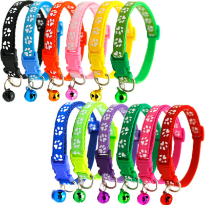 Collar Pet Dog Cat Puppy Kitten Adjustable Neck Strap Nylon Buckle Clip & Bell #