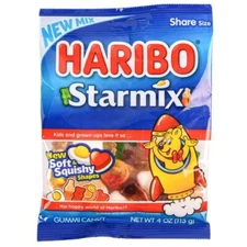 1 x 4 oz Bag Haribo Starmix New Soft & Squishy Shapes Gummy Candy