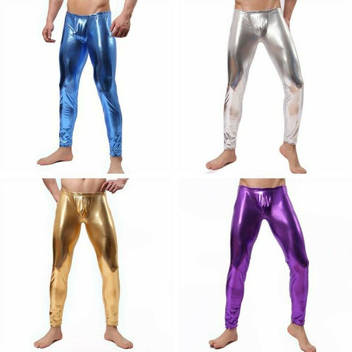 Mens Metallic Shiny Pants Stretch 