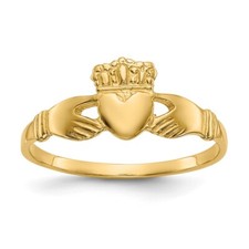 14K Yellow Gold Polished Ladies Claddagh Ring