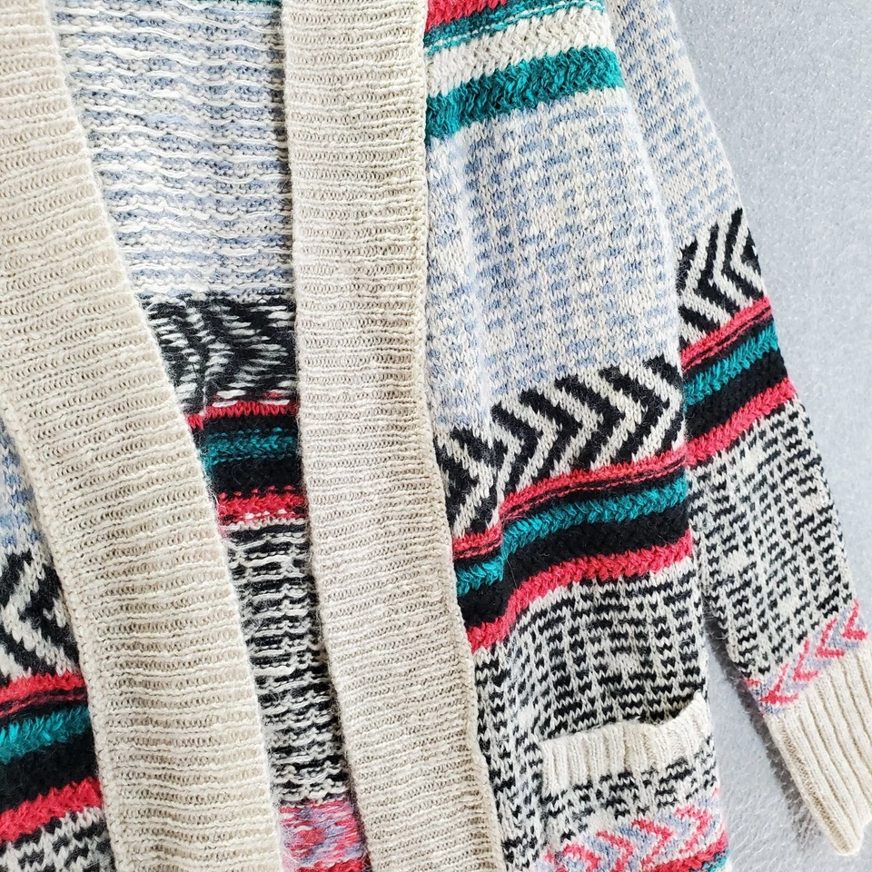 Suéter Mossimo Mujer Pequeño Beige Bloque de Color Cárdigan Boho Túnica Manga Larga Foto 3 de 4