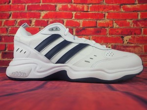 Mens Adidas Strutter EG2654 White Navy Lace Up Coated Leather Casual  Trainers | eBay