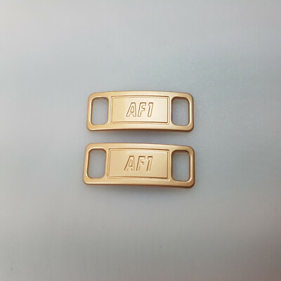 Matte Gold Air Force Lace Tags Pair Plaques Metal Tabs AF1 Replacement 