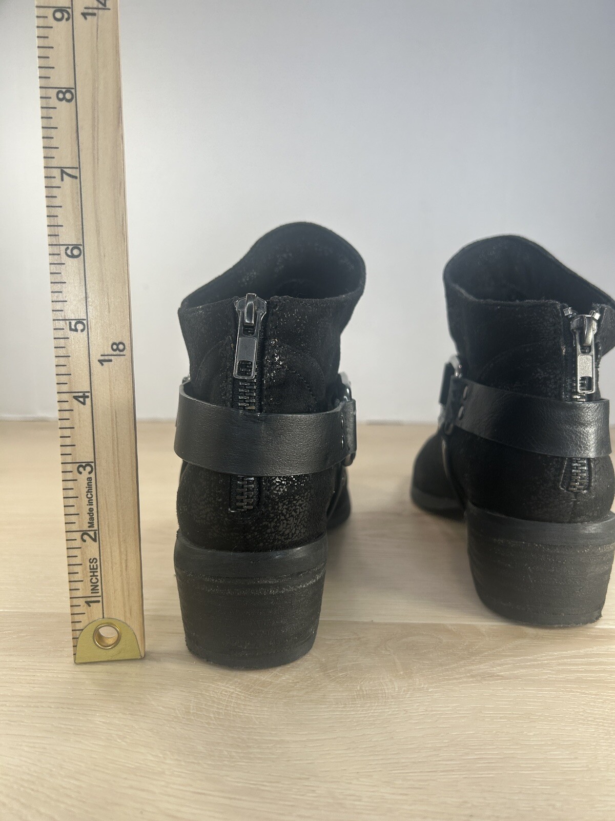 Not Rated Western Harness Women Ankle Boots Size 7 Black Low Heel Cowboy Boho