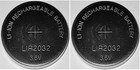 2 x LIR2032 Li-Ion Rechargeable 3,6V Akku Knopfzelle CR2032 wiederaufladbar EAST
