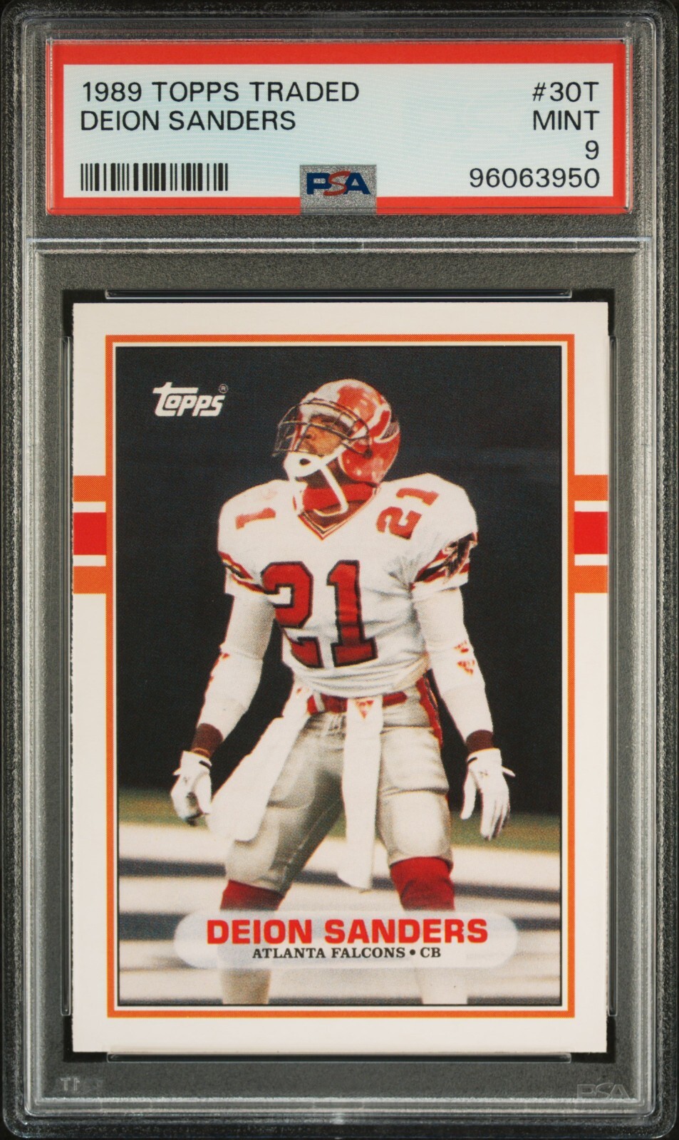 1989 Topps Traded Deion Sanders #30T Atlanta Falcons Rookie RC PSA 9