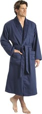 Elegant Navy Spa Microfiber Hotel Bathrobe with Plush Lining - UNISEX Medium