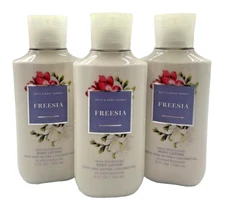 Bath & Body Works LOT 3 Freesia Body Lotion Cream 8 oz Coconut Oil Shea 3pk