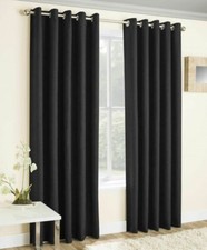 VOGUE EYELET THERMAL BLOCKOUT CURTAINS BLACK (66" WIDTH/DROPS 40"-87")
