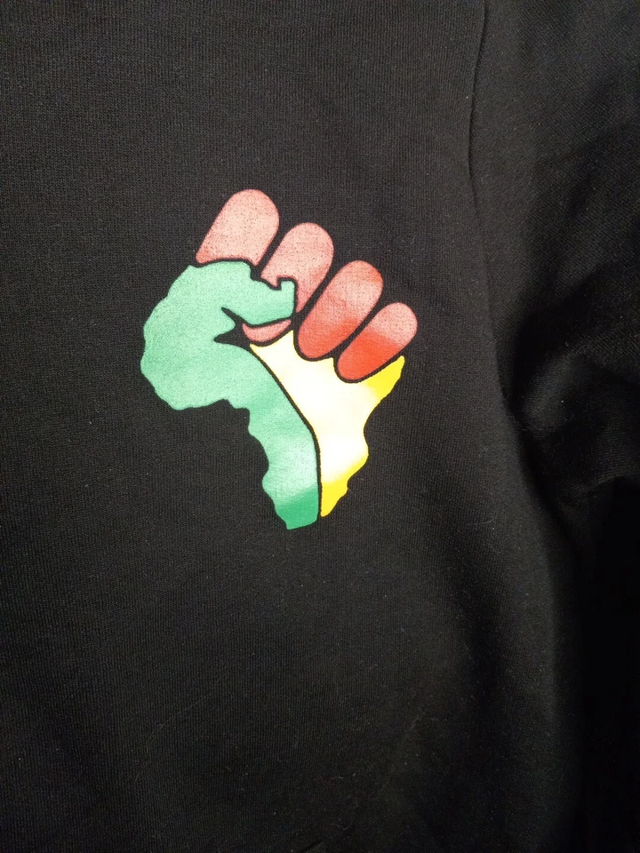 Sudadera con Capucha Pullover Negra Juvenil Talla M (10/12) Puño RBG Rojo Negro Verde Dorado - NUEVA NUEVA CON ETIQUETAS Foto 2 de 4