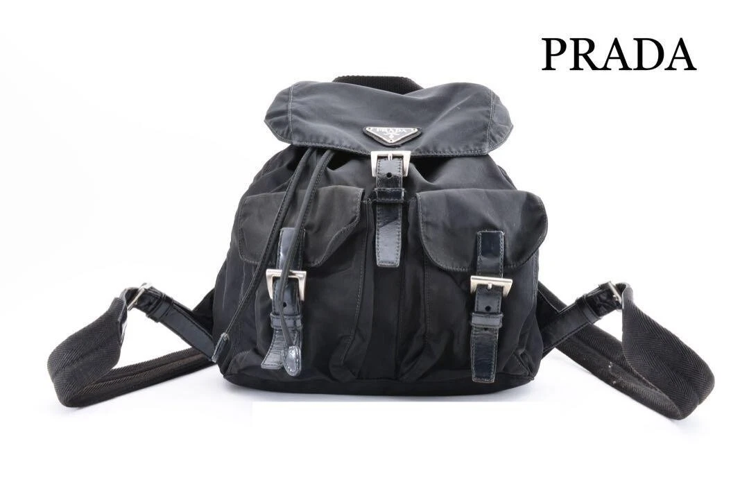 PRADA Vela Nylon Baby Shoulder Bag Black