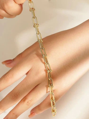 Italian 18K Solid Gold Horseshoe Link Chain Bracelet U-Shape Jewelry 7" - Picture 16 of 20