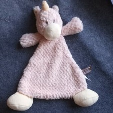 Demdaco Unicorn Rattle Plush Pastel Pink/lilac Flat Lovey Security Blanket