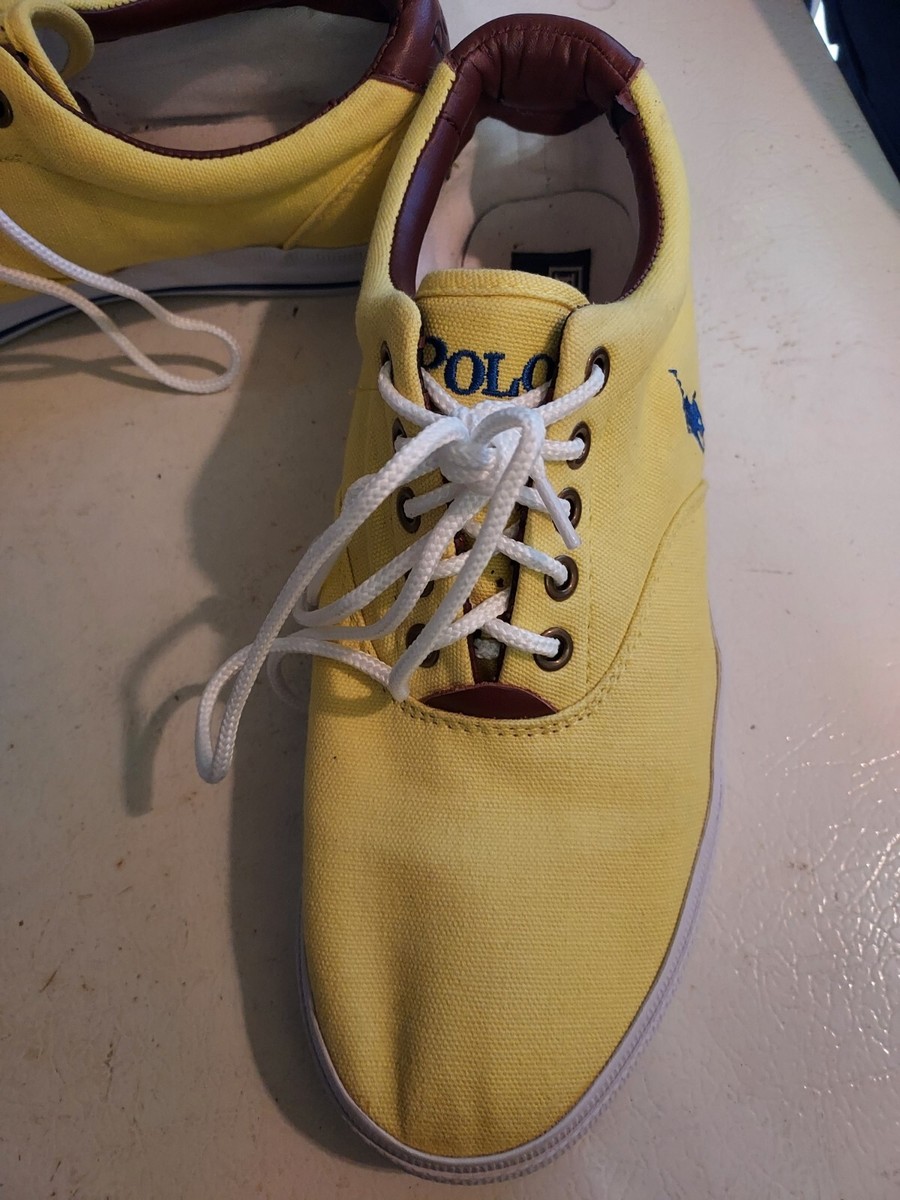 Vintage Ralph Lauren Men's Polo Canvas Laced Yellow Shoes